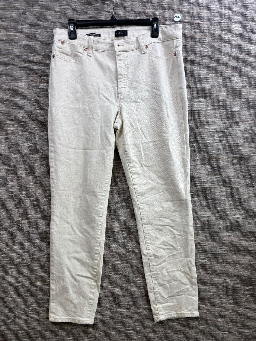Talbots Slim Ankle Jeans Womens Size 12 Ivory High-Rise Denim Stretch